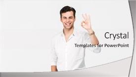  Presentation with gold man smile - Beautiful presentation theme featuring ok - portrait of a smiling young backdrop and a sky blue colored foreground