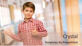  Presentation with eyes - Colorful presentation theme enhanced with ok gesture at school corridor backdrop and a coral colored foreground