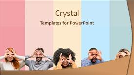  Presentation with man woman - Slide deck with ok gesture imitating binoculars background and a lemonade colored foreground