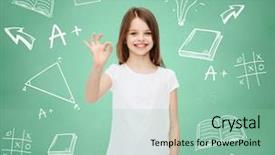  Presentation with doodles - Colorful presentation enhanced with ok sign over green board backdrop and a mint green colored foreground