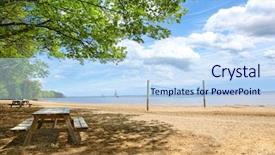  Presentation with picnic - Slides featuring okab - picnic tables at oka beach background and a  colored foreground