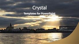 Presentation with russia city - Colorful theme enhanced with okab - sunset over the city backdrop and a dark gray colored foreground