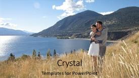  Presentation with photo collage for company behind the scen - Slides having okanagan - outdoor photo of young couple background and a  colored foreground