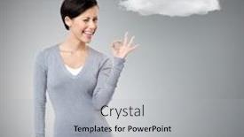  Presentation with grey plastics - Presentation having okay-gesture-isolated-on-grey background and a light gray colored foreground