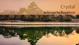  Presentation with japan castle - Slide deck with okayama japan at okayama castle background and a coral colored foreground