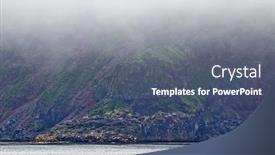  Presentation with rocky shore - Audience pleasing slide set consisting of sky islands haze - okhotsk sea rocky coast backdrop and a ocean colored foreground