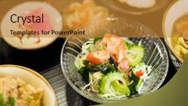  Presentation with food - Slides enhanced with okinawa food background and a gold colored foreground