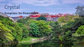  Presentation with japan castle - PPT layouts with okinawa-japan-at-shuri-castle background and a light blue colored foreground