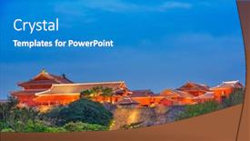  Presentation with japan castle - Presentation design consisting of okinawa-japan-at-shuri-castle background and a teal colored foreground