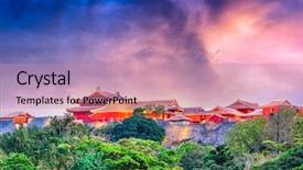  Presentation with japan castle - Colorful slide set enhanced with okinawa japan at shuri castle backdrop and a coral colored foreground