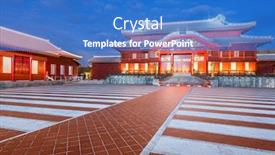  Presentation with japan castle - Audience pleasing PPT theme consisting of okinawa-japan-historic-shuri-castle backdrop and a teal colored foreground