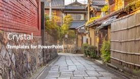  Presentation with japan streets - Audience pleasing slide set consisting of okinawa-japan-old-town-cobblestone backdrop and a violet colored foreground