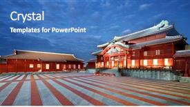  Presentation with japan castle - Audience pleasing presentation consisting of okinowa japan - shuri castle in okinawa backdrop and a teal colored foreground