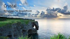  Presentation with rocks - Slide deck enhanced with okinowa japan - sunset on the rocks background and a light blue colored foreground