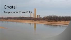  Presentation with cityscape manhattan bridge - Presentation theme having oklahoma city - cityscape of tulsa background and a light blue colored foreground