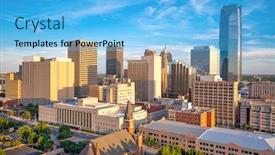  Presentation with oklahoma - Presentation design with oklahoma-city-oklahoma-usa-downtown background and a light blue colored foreground