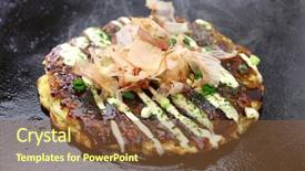  Presentation with pancake - Beautiful slide set featuring okonomiyaki is a japanese savory backdrop and a tawny brown colored foreground