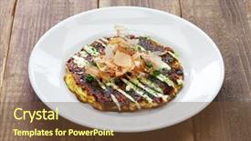  Presentation with pancake - Presentation design with okonomiyaki is a japanese savory background and a tawny brown colored foreground