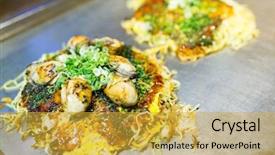 Presentation with japanese - PPT theme enhanced with okonomiyaki japanese hot plate pizza background and a  colored foreground