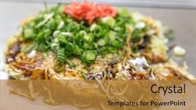  Presentation with hiroshima - Theme featuring okonomiyaki japanese pizza hiroshima style background and a gold colored foreground