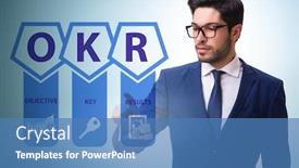  Presentation with objective - Beautiful presentation featuring okr-concept-with-objective-key backdrop and a teal colored foreground