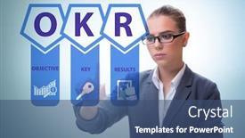  Presentation with objective - Colorful slides enhanced with okr-concept-with-objective-key backdrop and a ocean colored foreground