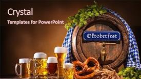  Presentation with beer hops - PPT layouts enhanced with oktoberfest beer barrel and beer background and a wine colored foreground