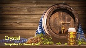  Presentation with beer hops - Colorful theme enhanced with oktoberfest beer barrel and beer backdrop and a tawny brown colored foreground