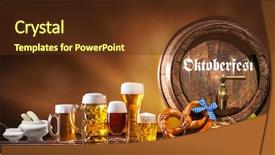  Presentation with beer hops - Slide deck with oktoberfest beer barrel with beer background and a tawny brown colored foreground