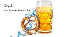  Presentation with beer - Colorful theme enhanced with oktoberfest beers - bavarian beer mug with pretzel backdrop and a white colored foreground