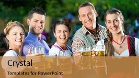 Presentation with beer garden - Theme enhanced with oktoberfest beers - beer garden - friends background and a gold colored foreground