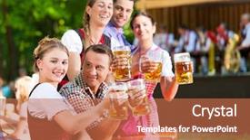  Presentation with bavaria - PPT layouts featuring oktoberfest beers - beer garden in bavaria germany background and a coral colored foreground