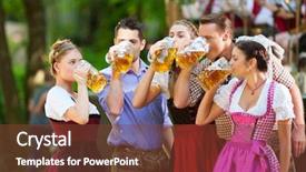  Presentation with beer garden - Presentation theme featuring oktoberfest beers - beer garden in bavaria germany background and a tawny brown colored foreground