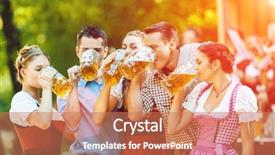  Presentation with beer garden - PPT layouts with oktoberfest beers - beer garden in bavaria germany background and a coral colored foreground