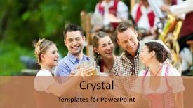  Presentation with beer garden - Slide deck with oktoberfest beers - beer garden in bavaria germany background and a coral colored foreground