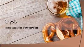  Presentation with beer - Cool new slide deck with oktoberfest beers - beer mug and pretzel backdrop and a mint green colored foreground