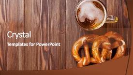  Presentation with beer - Amazing PPT theme having oktoberfest beers - beer mug and pretzel backdrop and a tawny brown colored foreground