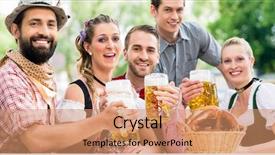  Presentation with beer garden - Presentation with oktoberfest beers - friends in bavarian beer garden background and a coral colored foreground