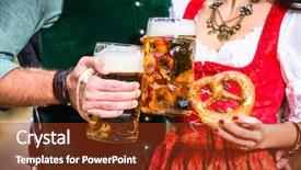  Presentation with beer - Amazing slide deck having oktoberfest beers - hands holding beer and pretzels backdrop and a tawny brown colored foreground