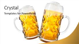  Presentation with oktoberfest - PPT theme featuring oktoberfest beers - two beer glasses isolated background and a white colored foreground