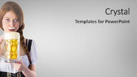  Presentation with oktoberfest - PPT theme featuring oktoberfest girl drinking jug background and a light gray colored foreground