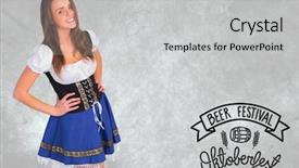  Presentation with oktoberfest - Slide set with oktoberfest girl smiling at camera against oktoberfest graphics background and a light gray colored foreground