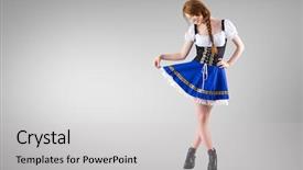  Presentation with oktoberfest - Amazing PPT theme having oktoberfest girl spreading her skirt against grey vignette backdrop and a light gray colored foreground