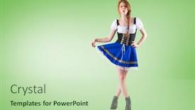  Presentation with oktoberfest - Slide set with oktoberfest girl spreading her skirt against green vignette background and a soft green colored foreground