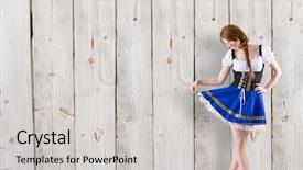  Presentation with oktoberfest - Amazing slide deck having oktoberfest girl spreading her skirt against wooden background backdrop and a light gray colored foreground