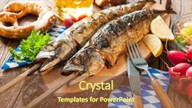  Presentation with oktoberfest menu - Cool new PPT theme with oktoberfest menu grilled mackerel fish backdrop and a tawny brown colored foreground
