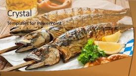  Presentation with oktoberfest menu - Presentation design consisting of oktoberfest menu grilled mackerel fish background and a  colored foreground