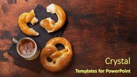  Presentation with oktoberfest - PPT theme with oktoberfest-set-pretzels-and-lager background and a tawny brown colored foreground