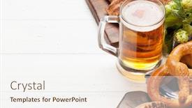  Presentation with oktoberfest - Presentation theme consisting of oktoberfest-set-pretzels-sausages-meat background and a sky blue colored foreground