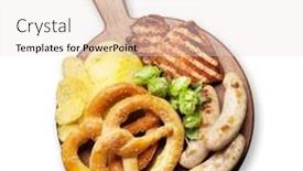  Presentation with sausages - PPT layouts having oktoberfest-set-pretzels-sausages-meat background and a sky blue colored foreground